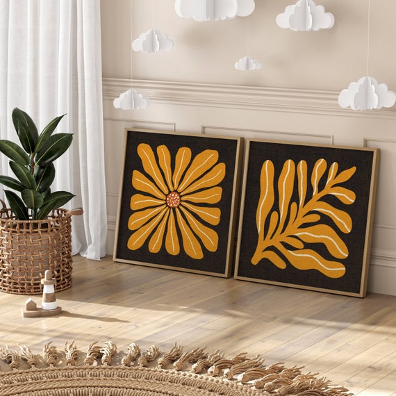 Abstract Retro Wall Art, Set Of 2 Prints, Gallery Wall Set, 70s Wall Art, Mid Century Modern, 1970s Decor, Groovy Wall Art, Mcm Wall Art