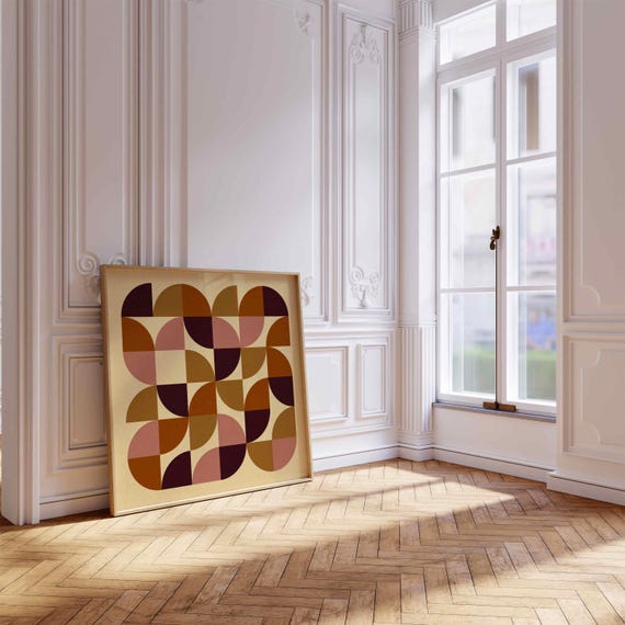 Mid Century Geometric Print: Retro Abstract Wall Art, Vintage Bauhaus Poster