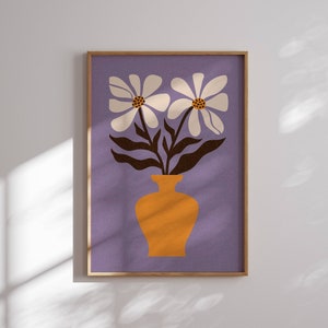Bellissimo poster floreale anni '70, stampa artistica di Matisse, Mid Century Modern, arte colorata, arredamento anni '70, arte murale groovy, arte retrò, eclettica
