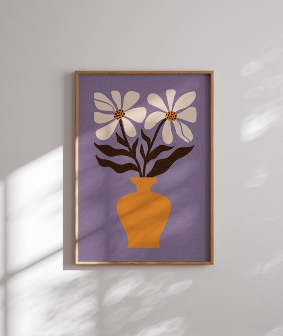 Lovely 70s Flower Poster, Matisse Art Print, Mid Century Modern, Colorful Art, 1970s Decor, Groovy Wall Art, Retro Art, Eclectic