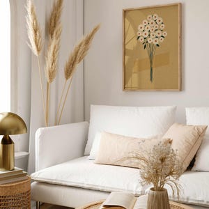 Vintage Floral Print: Rustic Wildflower Wall Art, Neutral Retro Botanical Poster image 3