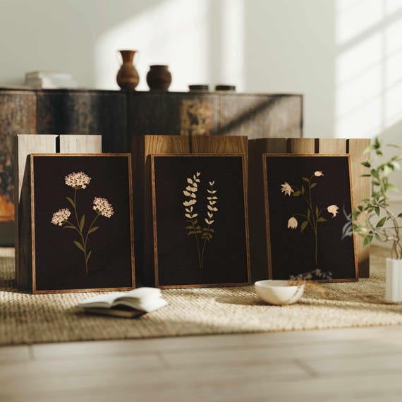 Vintage Floral Print Set: Rustic Wildflower Wall Art, Cottagecore Decor