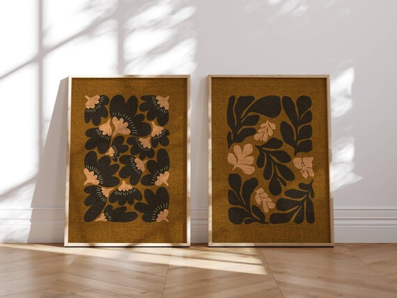 Retro Floral Print Set, 70s Wall Art, Matisse Wall Art, 70s Decor, Groovy Wall Art, Gallery Wall Set, Retro Wall Art, Funky Wall Art