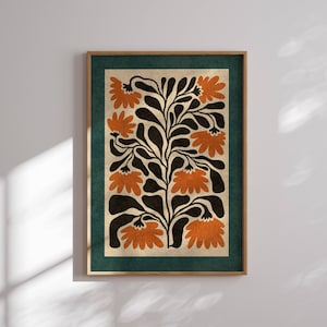 Bellissimo poster floreale anni '70, stampa artistica di Matisse, arte murale anni '70, arte murale funky, stampa floreale retrò, arredamento anni '70, arte murale groovy, arte murale retrò