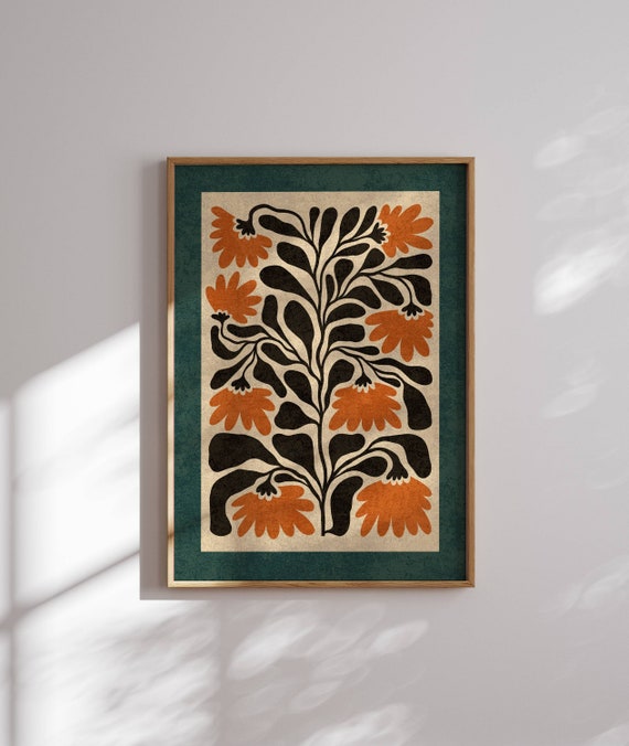 Lovely 70s Flower Poster, Matisse Art Print, 70s Wall Art, Funky Wall Art, Retro Floral Print, 70s Decor, Groovy Wall Art, Retro Wall Art
