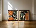 Retro Floral Print Set: Burnt Orange & Teal Botanical Art, Mid-Century Modern Boho Decor product logo
