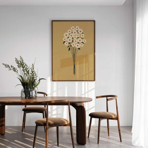 Vintage Floral Print: Rustic Wildflower Wall Art, Neutral Retro Botanical Poster image 6