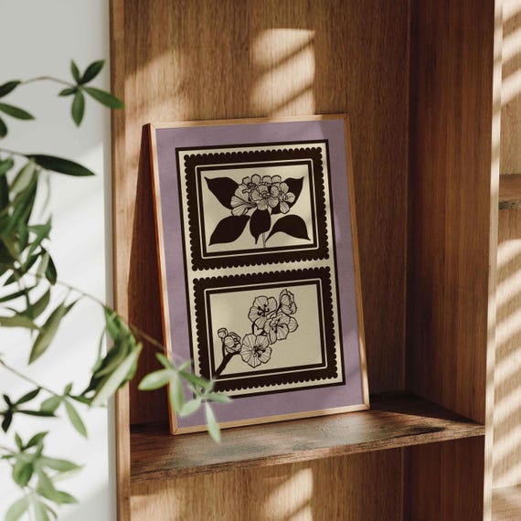 Vintage Floral Print — Retro Botanical Wall Art, Cottage Decor