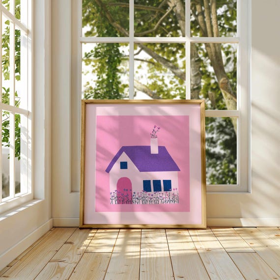 Bisexual Pride House Print: Subtle LGBTQ+ Home Decor, Minimalist Queer Wall Art