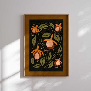 Stampa floreale in stile vintage, stampe botaniche, arte murale estetica, poster floreale retrò, arredamento anni '70, arte di metà secolo, arredamento cottagecore, boho