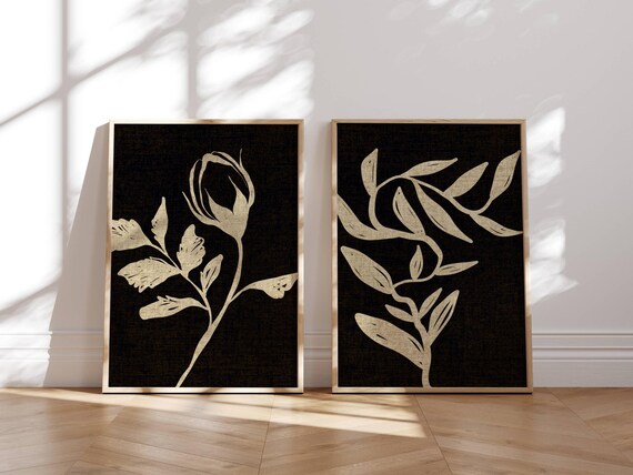Moody Floral Wall Art, Set Of 2 Prints, Vintage Posters, Cottagecore Decor, Gallery Wall Set, Farmhouse Wall Art, Mid Century Modern Art