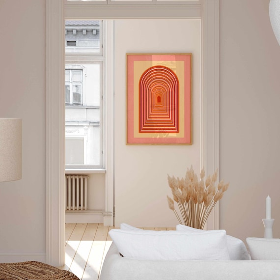 Subtle Lesbian Pride Wall Art, Abstract LGBTQ+ Print in Lesbian Flag Colors, Minimalist Queer Decor, Modern Gift for Her or Them