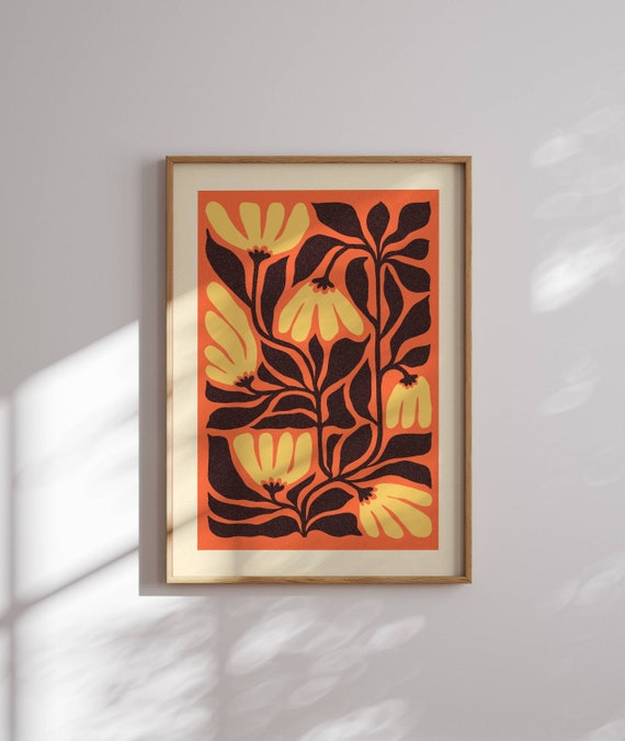 Lovely 70s Flower Poster, Matisse Art Print, 70s Wall Art, Funky Wall Art, Retro Floral Print, 70s Decor, Groovy Wall Art, Retro Wall Art
