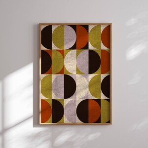 Lámina de arte Bauhaus, arte de pared moderno de mediados de siglo, decoración moderna del hogar, póster geométrico, arte de pared de los años 70, abstracto, decoración minimalista, impresión retro