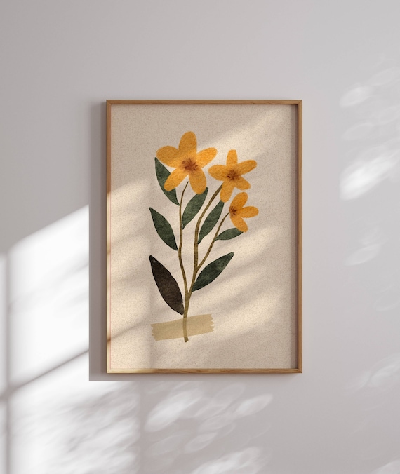 Vintage Style Watercolor Flower Print, Botanical Prints, Lovely 70s Flower Poster, Retro Floral Print, Vintage Posters, Vintage Wall Art