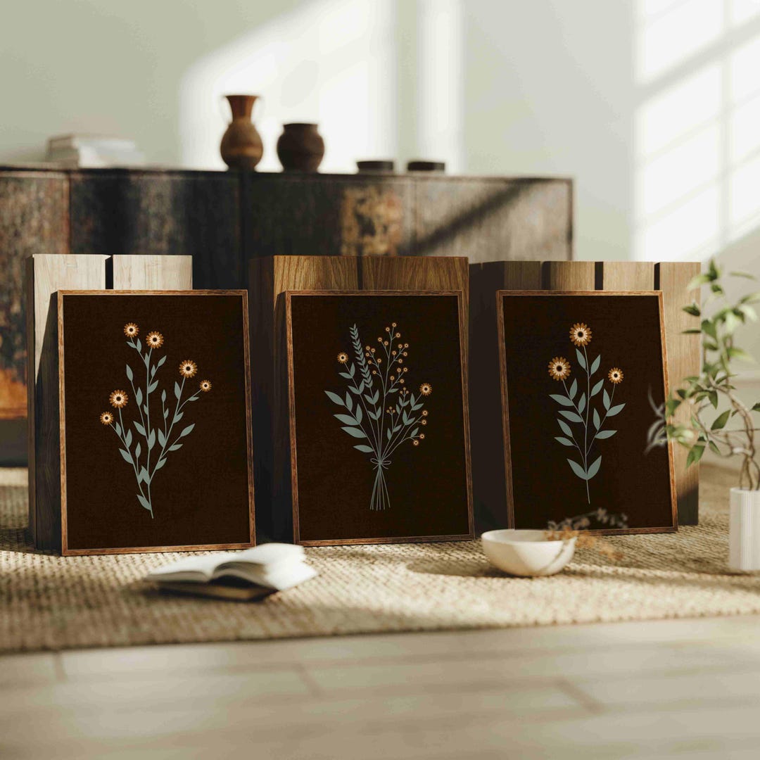 Vintage Botanical Print Set: Cottagecore Wildflower Wall Art, Rustic ...