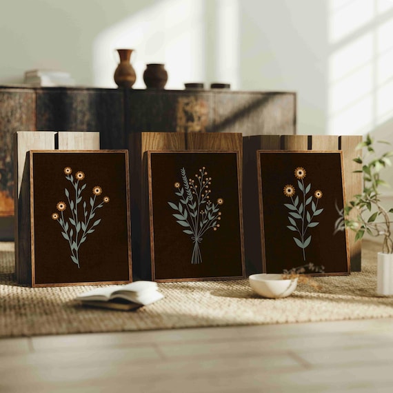 Vintage Botanical Print Set: Cottagecore Wildflower Wall Art, Rustic Home Decor