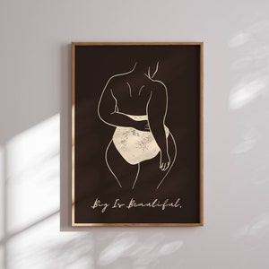 Poster donna formosa, Body Positive, Illustrazione donna, Taglie forti, Ritratto femminile, Minimalista, Donna emancipata, Forma femminile, Arte femminista