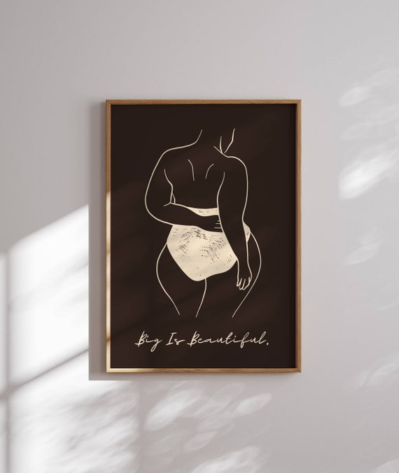 Curvy Woman Poster, Body Positive, Woman Illustration, Plus Size, Female Portrait, Minimalist, Empowered Woman, Female Form, Feminist Art