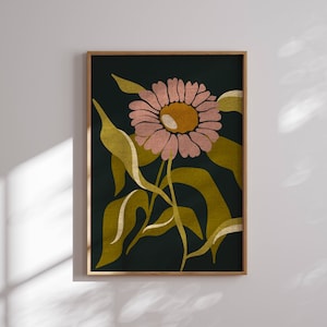 Bella stampa floreale retrò, arte murale di Matisse, opere d'arte floreali anni '70, arte murale funky, arredamento anni '70, arte retrò, arte di metà secolo, arredamento cottagecore