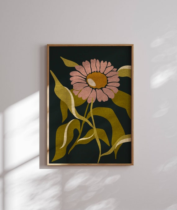 Lovely Retro Flower Print, Matisse Wall Art, 70s Floral Artwork, Funky Wall Art, 70s Decor, Retro Art, Mid Century Art, Cottagecore Decor