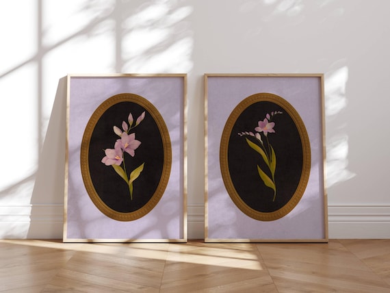 Vintage Style Botanical Prints, Set Of 2 Prints, Gallery Wall Set, Wildflower Wall Art, Vintage Posters, Floral Wall Art, Cottagecore Decor