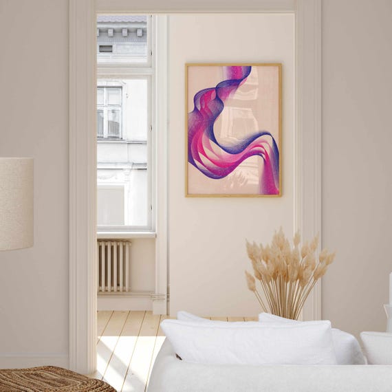Subtle Bi Pride Wall Art, Abstract LGBTQ+ Print in Bi Flag Colors, Minimalist Queer Decor, Unique Gift for Bisexual Loved Ones or Allies