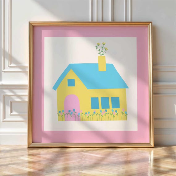 Pansexual Pride House Art Print: Subtle LGBTQ+ Wall Art, Minimalist Queer Home Decor