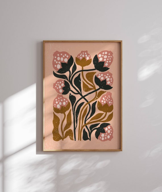 Lovely Retro Flower Print, 70s Wall Art, Matisse Poster, Funky Wall Art, 1970s Decor, Mid Century Modern, Groovy Wall Art, Nursery Decor