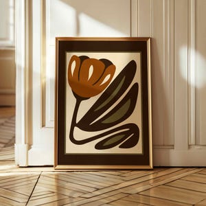 Mid Century Blumendruck - Retro botanische Wandkunst, Vintage inspiriertes Dekor Bild 1