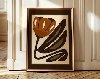 Mid Century Floral Print — Retro Botanical Wall Art, Vintage Inspired Decor