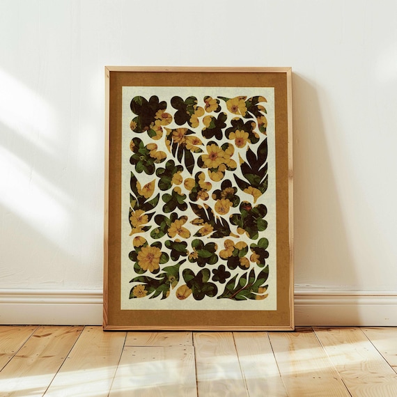Abstract Retro Floral Print: Mid Century Modern Botanical Wall Art, Boho Flower Poster