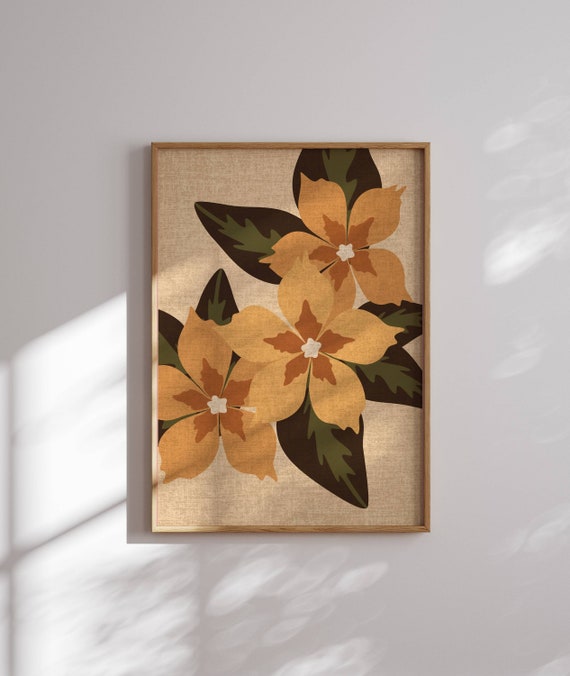 Vintage Style Floral Print, Aesthetic Botanical Prints, Groovy Wall Art, Vintage Wall Art, Vintage Flower Poster, 70s Wall Art, 70s Decor