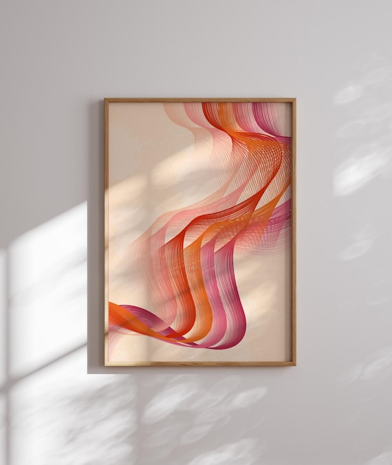 Subtle Lesbian Pride Wall Art – Abstract LGBTQ+ Print in Lesbian Flag Colors, Minimalist Queer Decor, Modern Gift for Her or Them