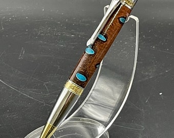 Banksia Wood and Turquoise Resin Gallant Style Pen - P2024-034