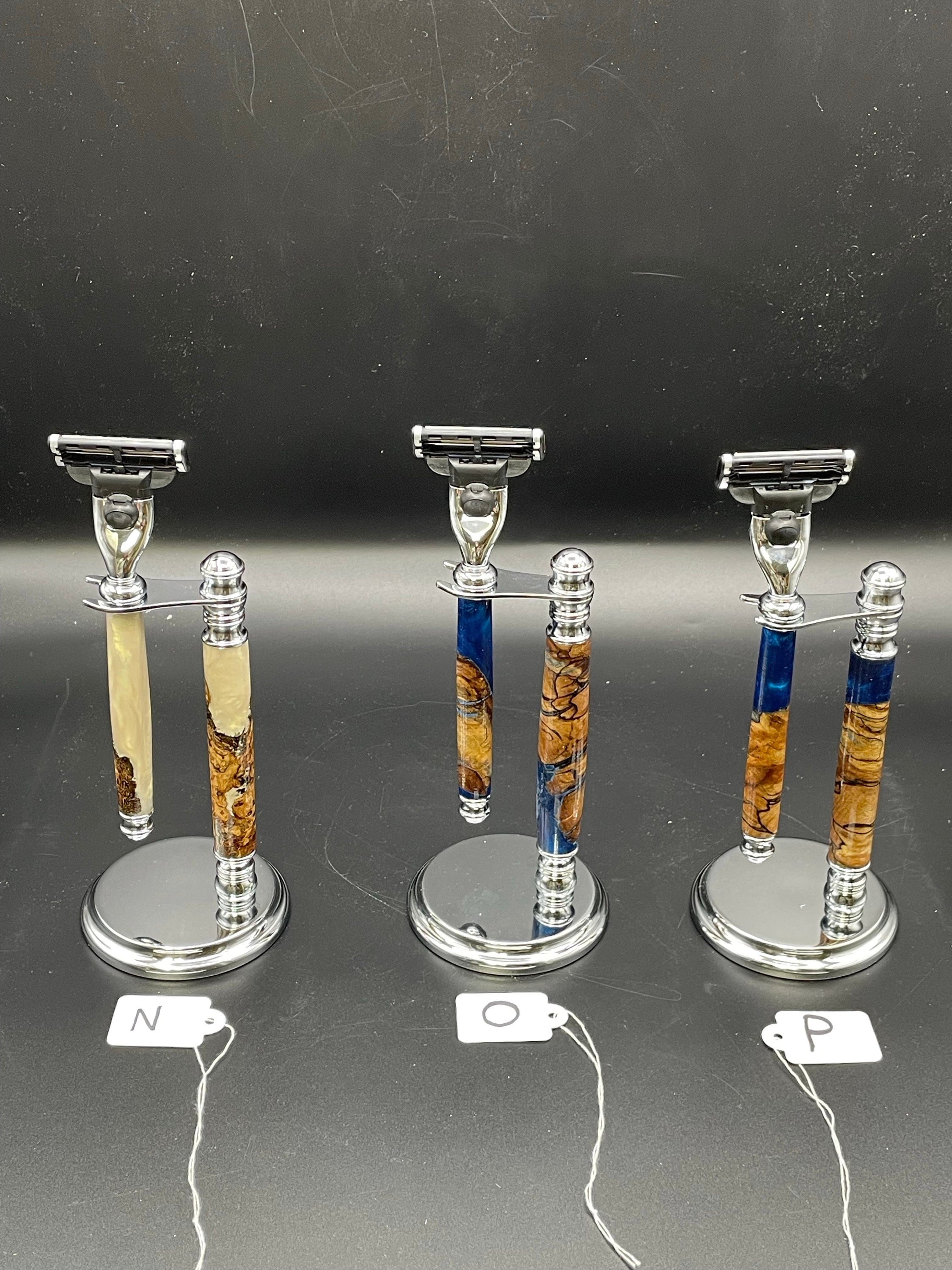 Handmade Safety Razor and Stand - Burl Wood and Resin - Etsy