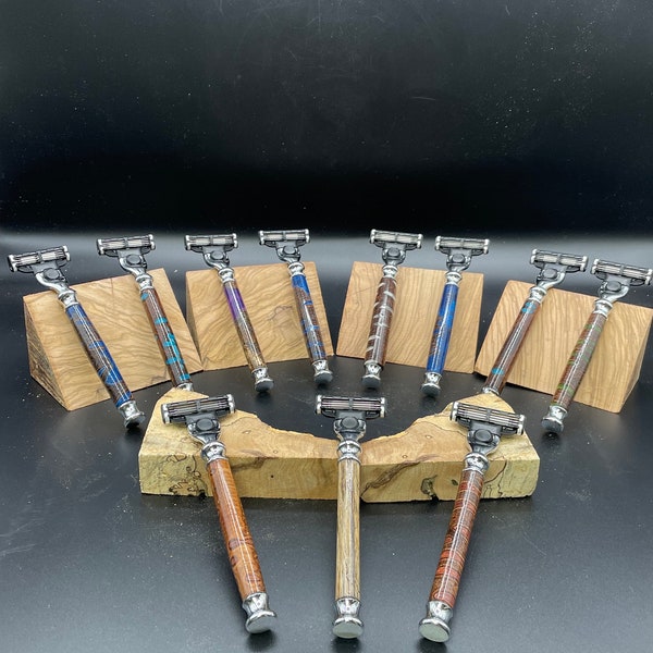 Handmade Wood and Resin Safety Razor - Various Styles