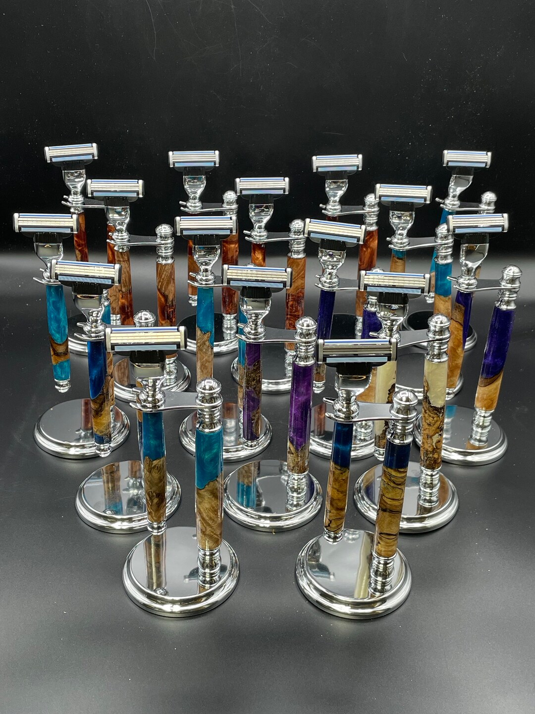 Handmade Safety Razor and Stand - Burl Wood and Resin - Etsy