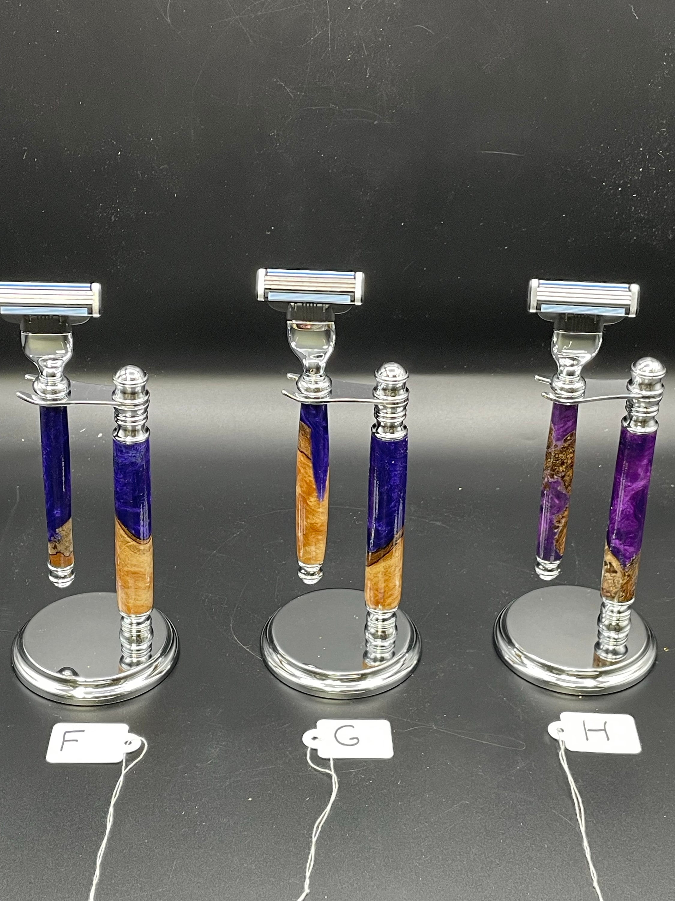 Handmade Safety Razor and Stand - Burl Wood and Resin - Etsy