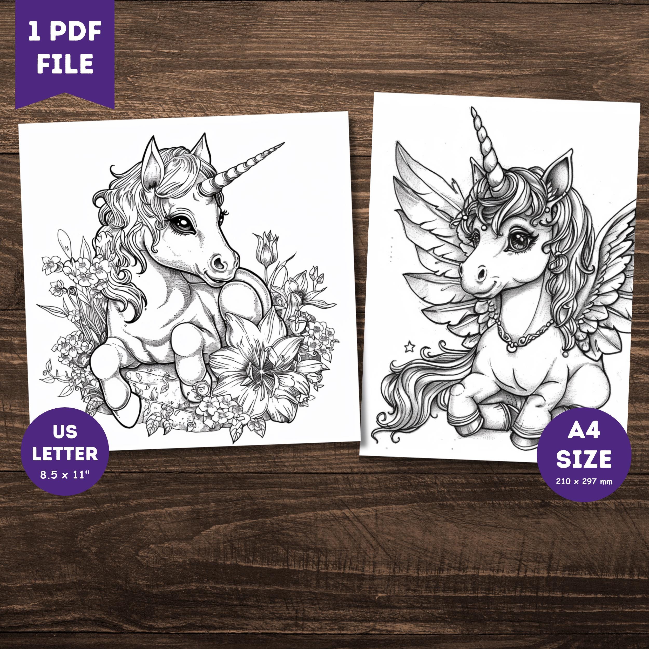 25 Unicorn Printable Coloring Pages for Kids and Adults - Super High ...