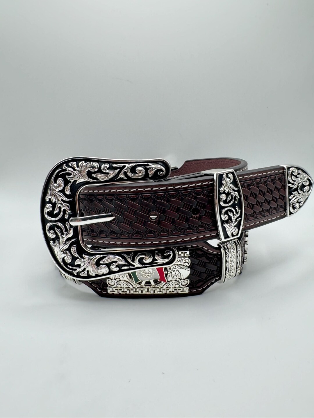Brown Mexico Flag Western Concho Belt - Etsy