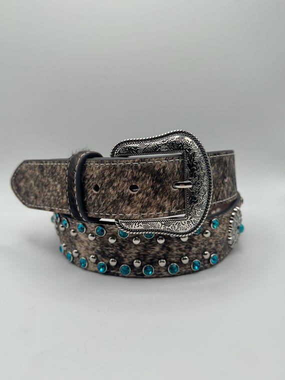 Turquoise Cowhide Belt - Etsy Israel display picture 2
