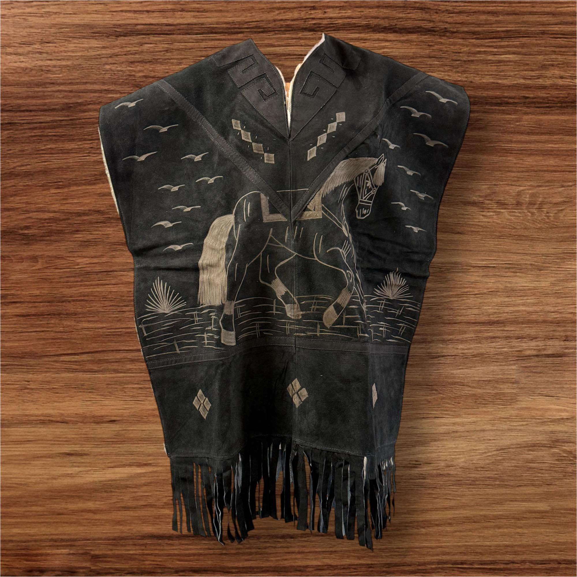 Vintage Leather Poncho - Etsy