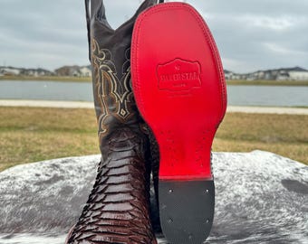 Men's Brown Clone Python Leather Boots