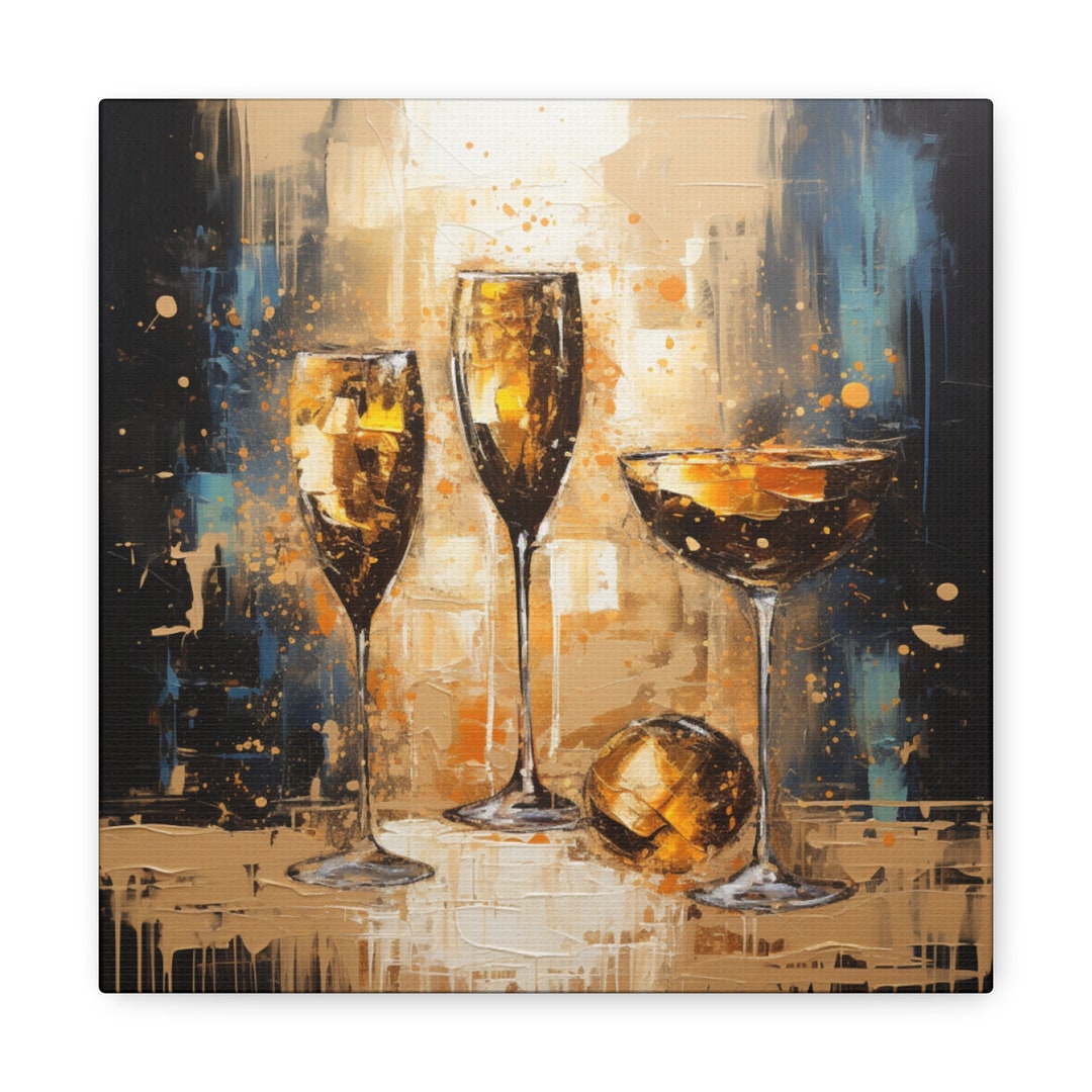 Three Wine Glass Wall Art Dining Art Wine Decor Wine Canvas Wall Art