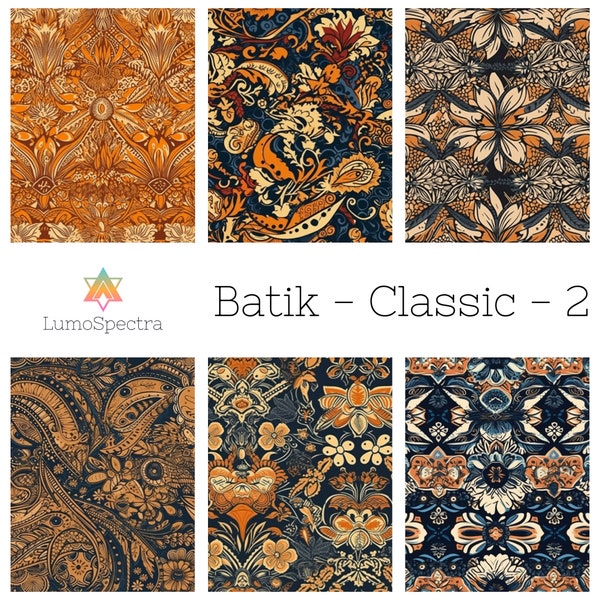 6 Abstract Batik Seamless Patterns, Digital Paper, Printable Designs for Instant Download