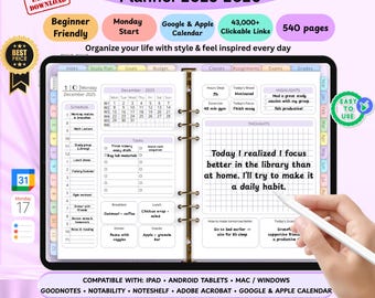 Ultieme digitale studentenplanner 2025-2026 | Studieplanner voor iPad GoodNotes Notability | Organisator studie, doelen, budget en kalender