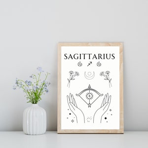 Sagittarius Star Sign Instant Download Print, Zodiac Art Printable, Spiritual Wall Art, DIGITAL DOWNLOAD