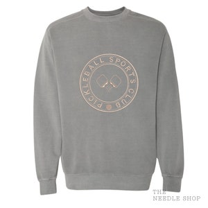 Pickleball Sports Club Embroidered Varsity Crewneck Sweatshirt, Comfort Colors