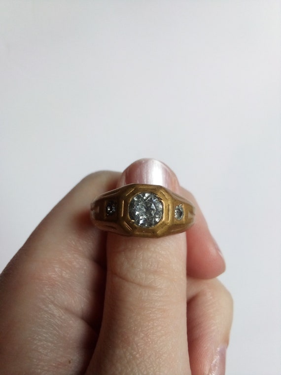 Antique 1920s Brass Art Deco Ring